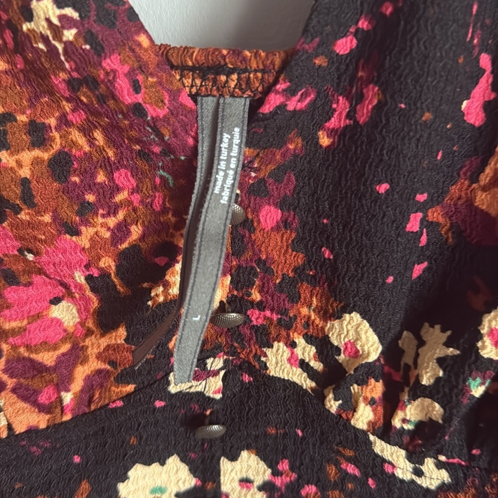 Anthropologie Balloon-Sleeve Blouse Open Back Tie Belt Top Multicolor - Picture 7 of 10